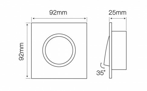 Vierkante aluminium inbouwspot kantelbaar